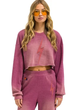 Sweatshirts | Aviator Nation BOLT STITCH CROPPED CREW SWEATSHIRT RELAXED - FADED BERRY FADEDBERRY