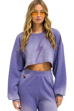 Sweatshirts | Aviator Nation BOLT STITCH CROPPED CREW SWEATSHIRT RELAXED - FADED GRAPE FADEDGRAPE
