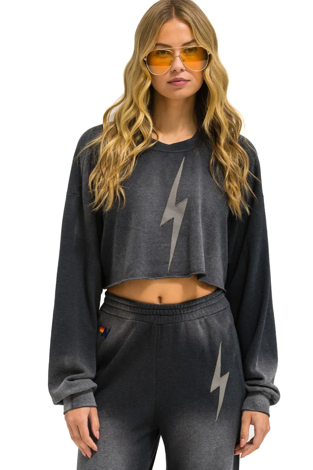 Sweatshirts | Aviator Nation BOLT STITCH CROPPED CREW SWEATSHIRT RELAXED - FADED SMOKE FADEDSMOKE