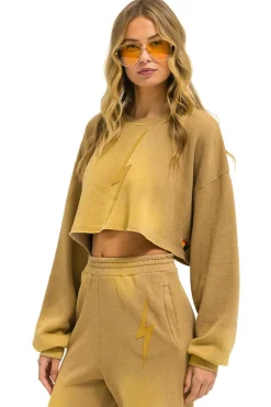 Sweatshirts | Aviator Nation BOLT STITCH CROPPED CREW SWEATSHIRT RELAXED - FADED TAN FADEDTAN