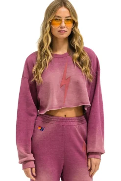 Sweatshirts | Aviator Nation BOLT STITCH CROPPED CREW SWEATSHIRT RELAXED - FADED BERRY FADEDBERRY