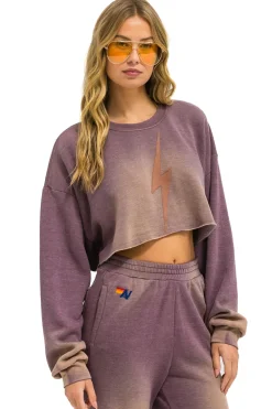 Sweatshirts | Aviator Nation BOLT STITCH CROPPED CREW SWEATSHIRT RELAXED - FADED MOCHA FADEDMOCHA