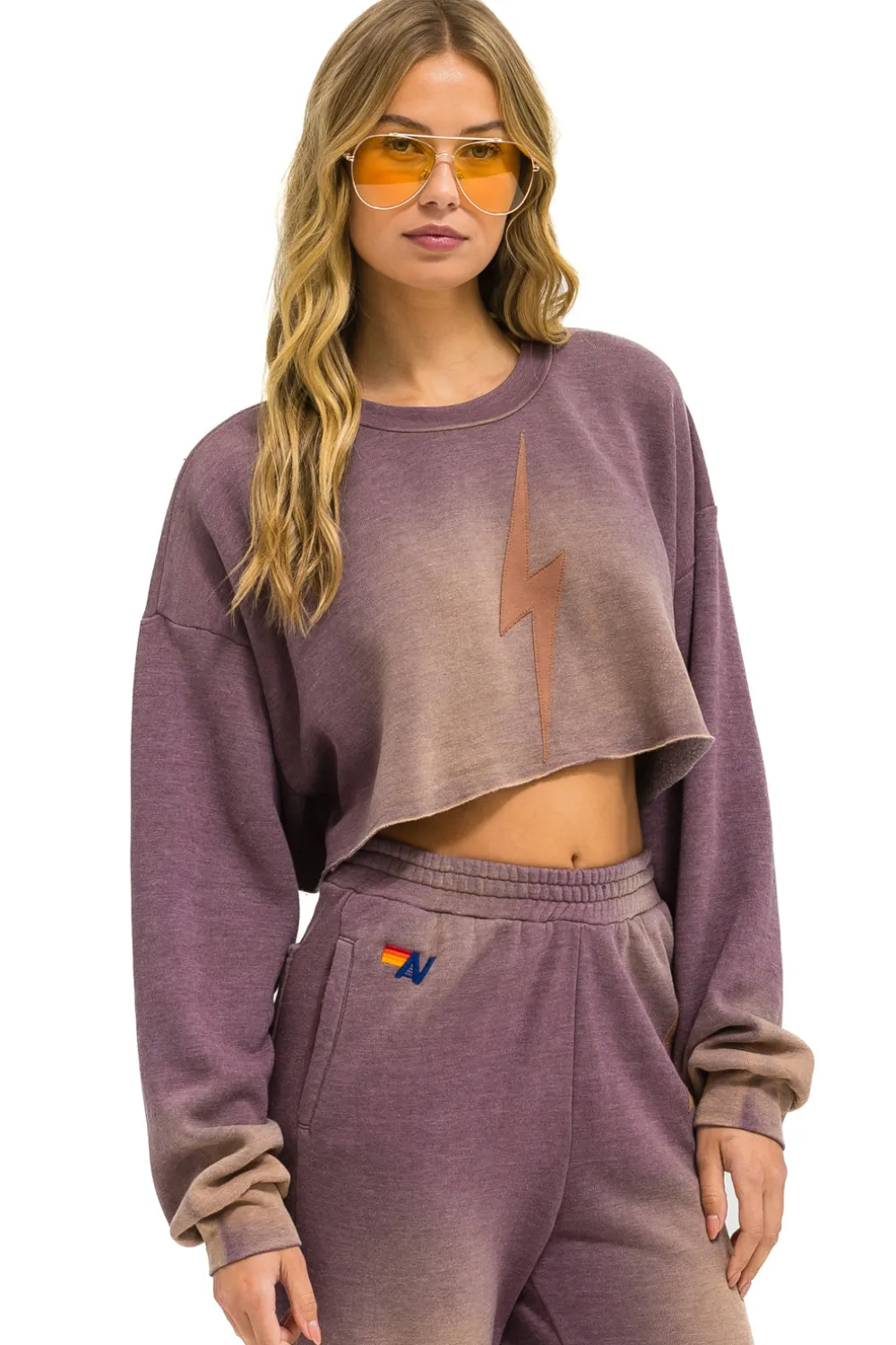 Sweatshirts | Aviator Nation BOLT STITCH CROPPED CREW SWEATSHIRT RELAXED - FADED MOCHA FADEDMOCHA