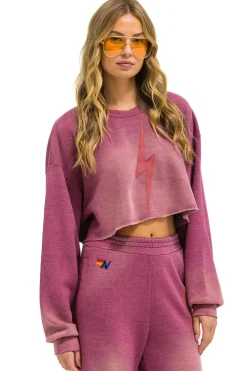 Sweatshirts | Aviator Nation BOLT STITCH CROPPED CREW SWEATSHIRT RELAXED - FADED BERRY FADEDBERRY