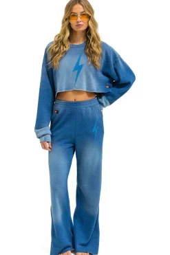 Sweatshirts | Aviator Nation BOLT STITCH CROPPED CREW SWEATSHIRT RELAXED - FADED WATER FADEDWATER