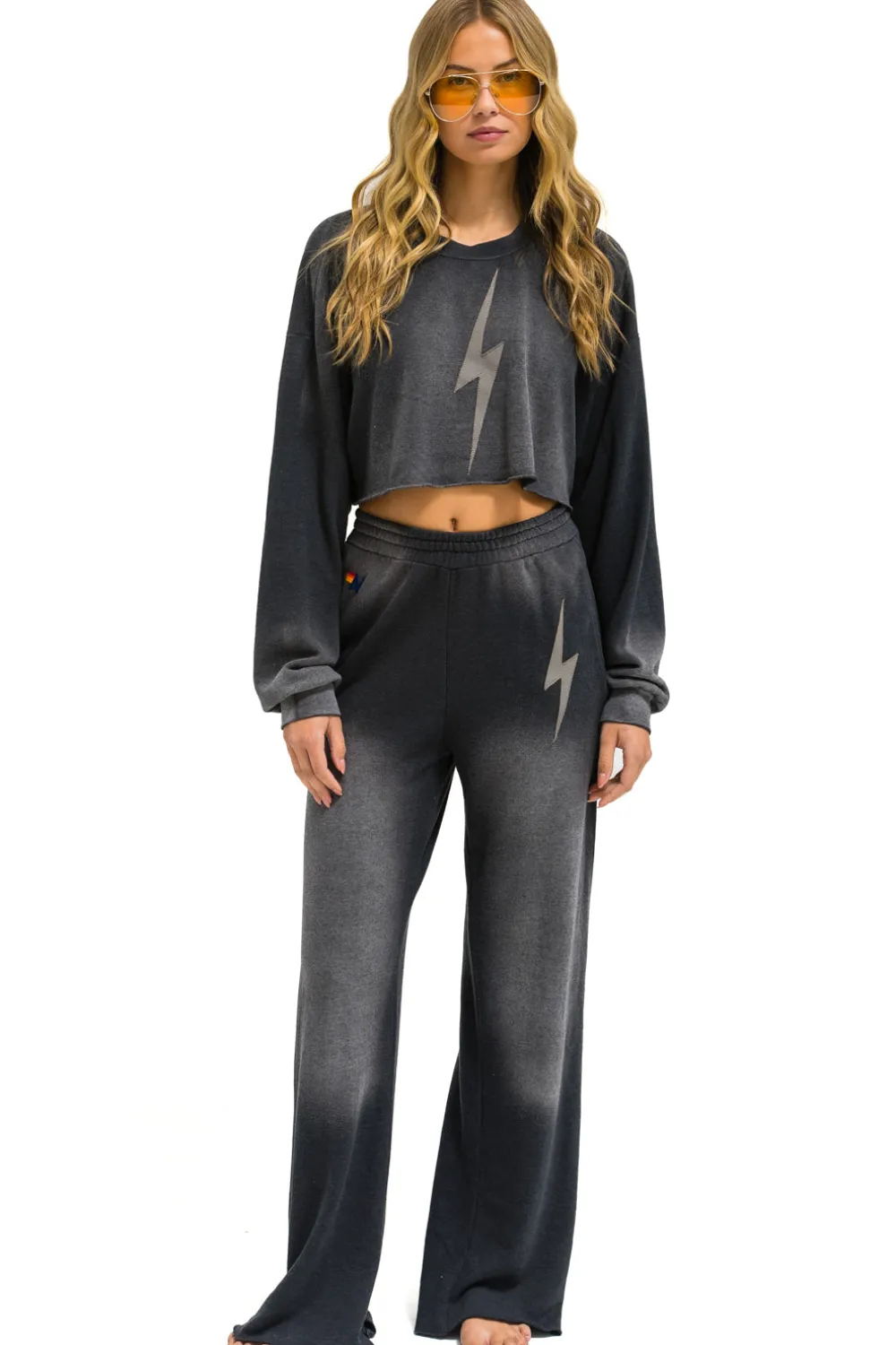 Sweatshirts | Aviator Nation BOLT STITCH CROPPED CREW SWEATSHIRT RELAXED - FADED SMOKE FADEDSMOKE