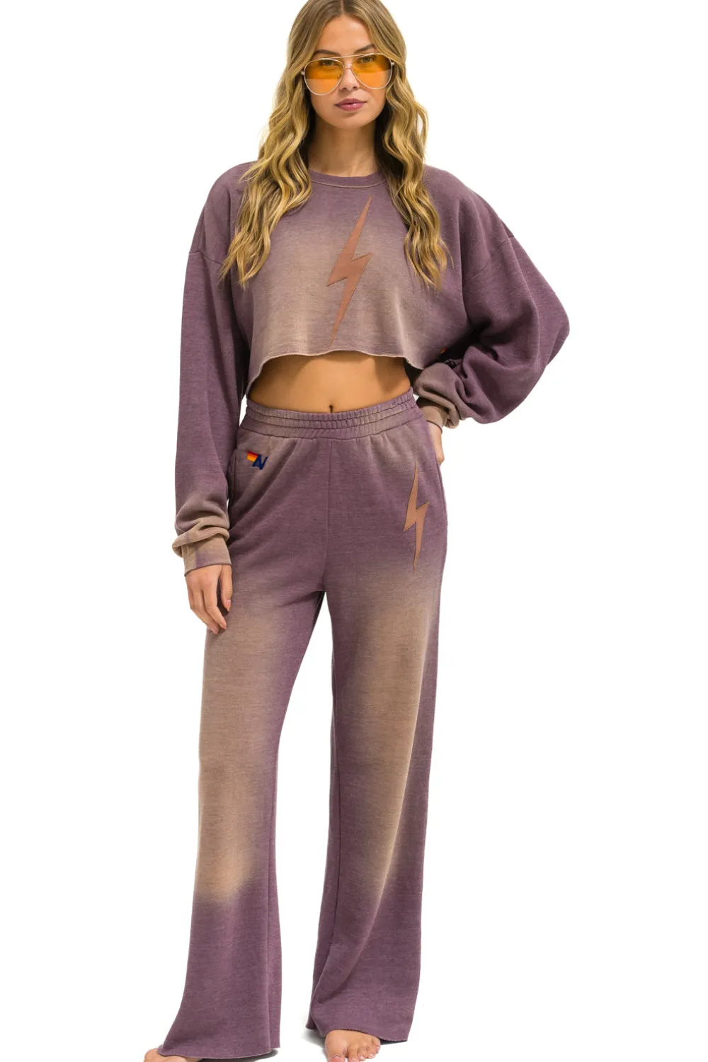Sweatshirts | Aviator Nation BOLT STITCH CROPPED CREW SWEATSHIRT RELAXED - FADED MOCHA FADEDMOCHA