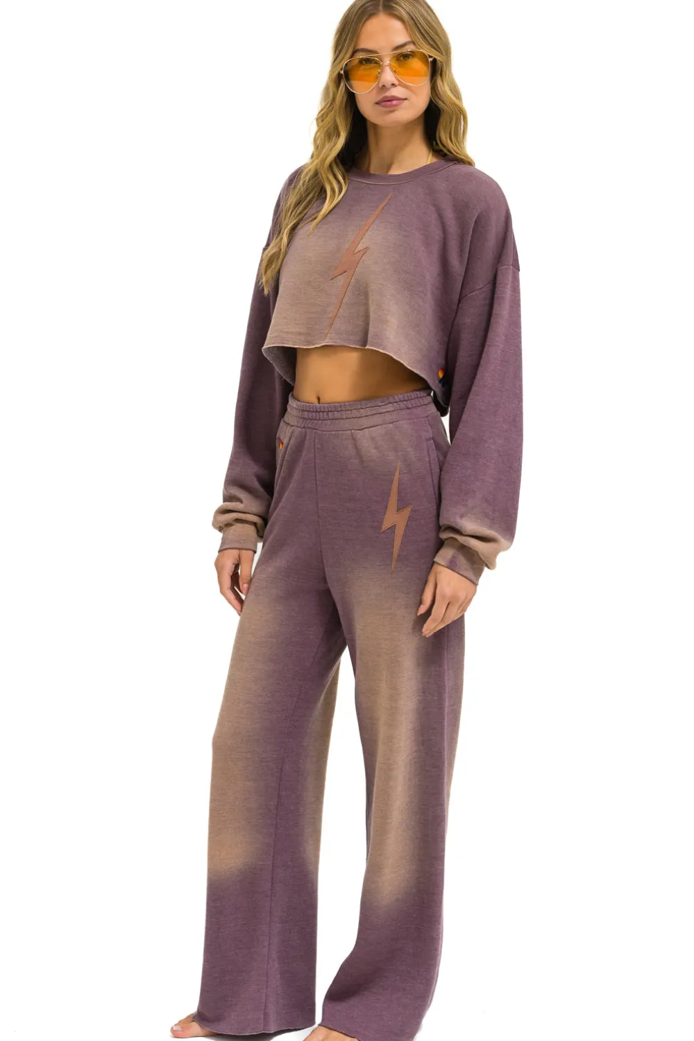 Sweatshirts | Aviator Nation BOLT STITCH CROPPED CREW SWEATSHIRT RELAXED - FADED MOCHA FADEDMOCHA