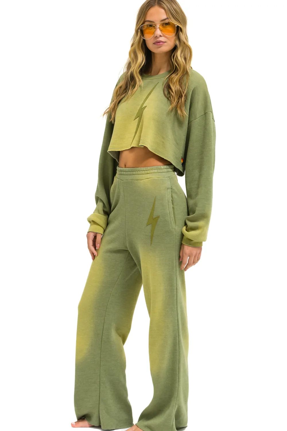 Sweatshirts | Aviator Nation BOLT STITCH CROPPED CREW SWEATSHIRT RELAXED - FADED ARMY FADEDARMY
