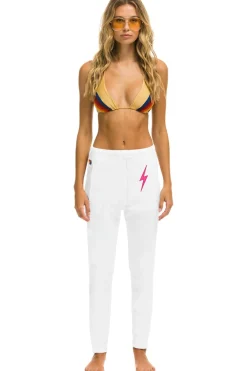 Sweatpants | Aviator Nation BOLT STITCH JOGGER SWEATPANTS - WHITE // NEON PINK WHITE//NEONPINK