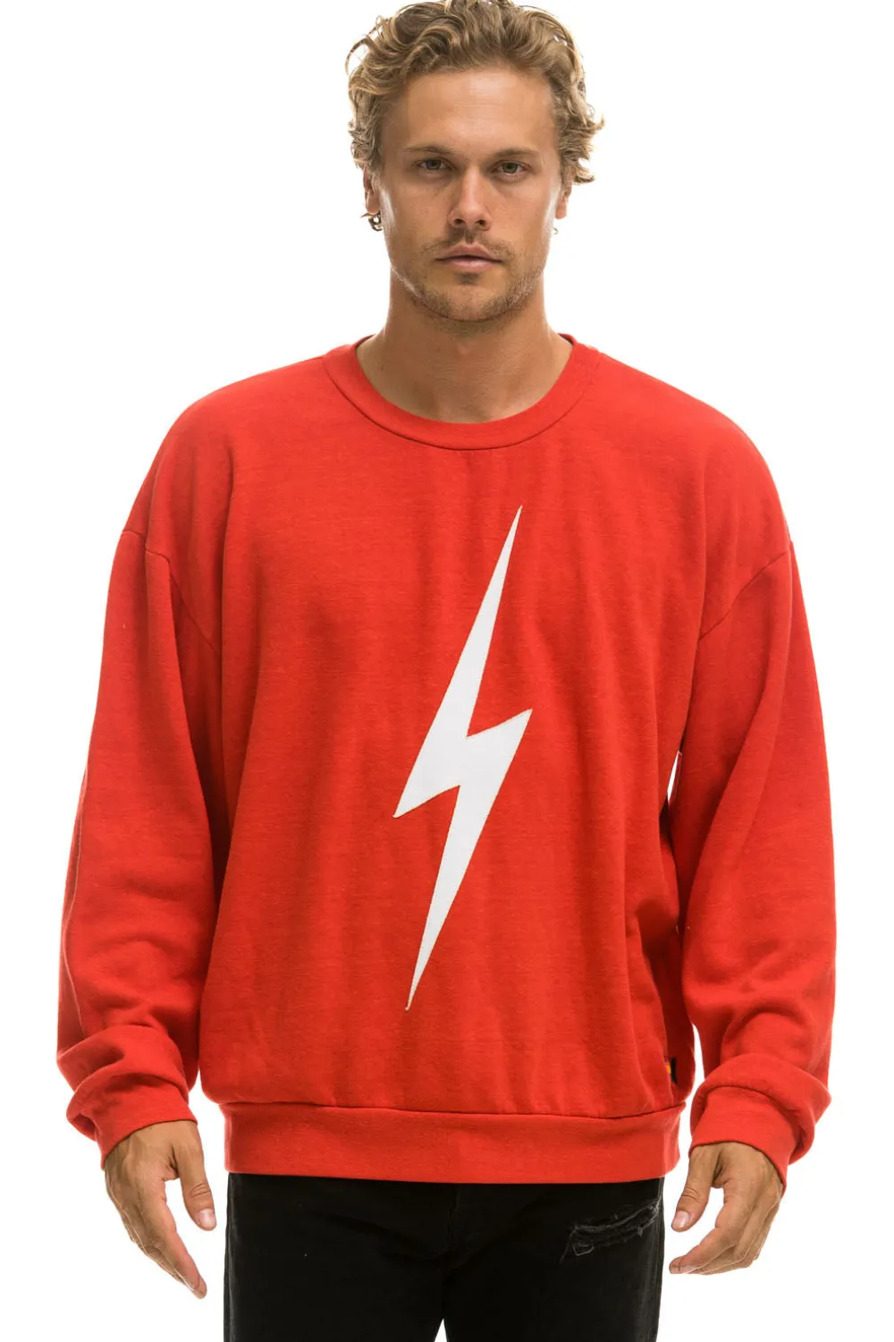 Sweatshirts | Sweatshirts | Aviator Nation BOLT STITCH RELAXED CREW SWEATSHIRT - RED // WHITE RED//WHITE