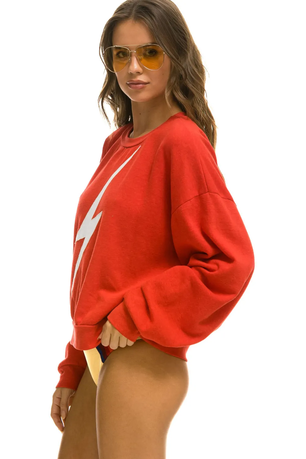 Sweatshirts | Sweatshirts | Aviator Nation BOLT STITCH RELAXED CREW SWEATSHIRT - RED // WHITE RED//WHITE