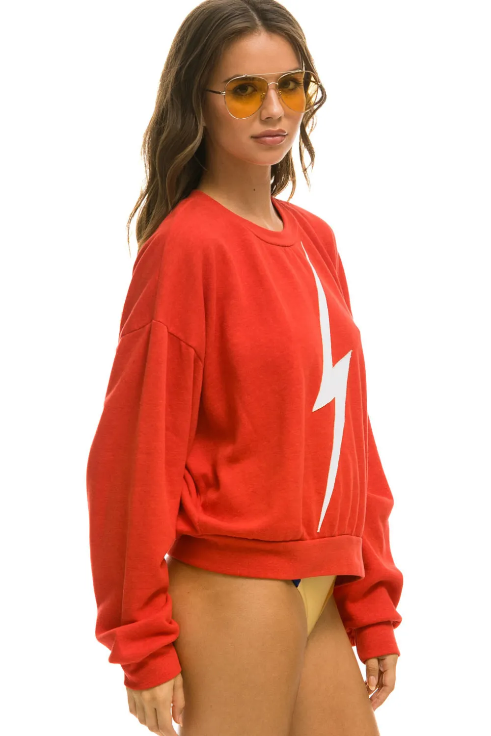 Sweatshirts | Sweatshirts | Aviator Nation BOLT STITCH RELAXED CREW SWEATSHIRT - RED // WHITE RED//WHITE