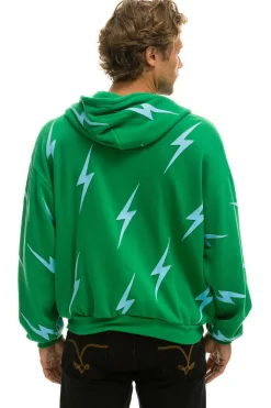 Hoodies | Hoodies | Aviator Nation BOLT STITCH REPEAT RELAXED ZIP HOODIE WITH POCKET ZIPPERS - KELLY GREEN // BLUE KELLYGREEN//BLUE