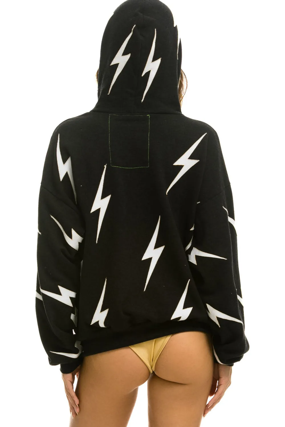 Hoodies | Hoodies | Aviator Nation BOLT STITCH REPEAT RELAXED PULLOVER HOODIE WITH POCKET ZIPPERS - BLACK // WHITE BLACK//WHITE