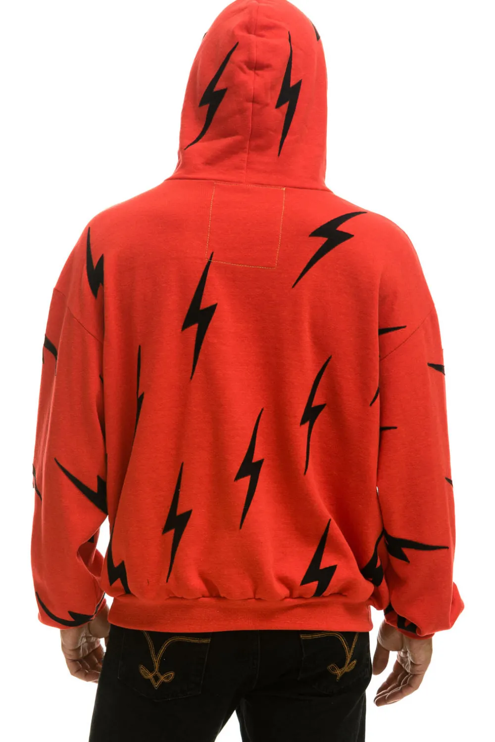Hoodies | Hoodies | Aviator Nation BOLT STITCH REPEAT RELAXED PULLOVER HOODIE WITH POCKET ZIPPERS - RED // BLACK RED//BLACK