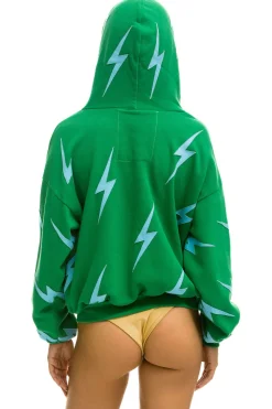Hoodies | Hoodies | Aviator Nation BOLT STITCH REPEAT RELAXED ZIP HOODIE WITH POCKET ZIPPERS - KELLY GREEN // BLUE KELLYGREEN//BLUE