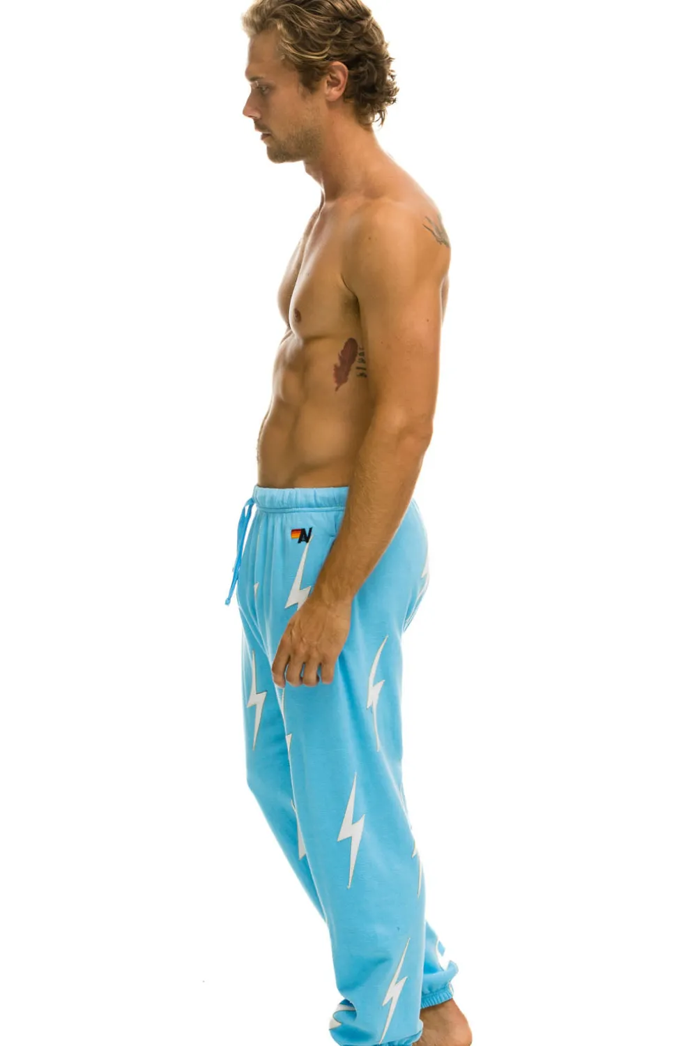 Sweatpants | Aviator Nation BOLT STITCH REPEAT SWEATPANTS - SKY // WHITE SKY//WHITE