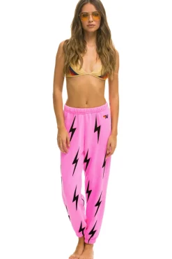 Sweatpants | Aviator Nation BOLT STITCH REPEAT SWEATPANTS - NEON PINK // BLACK NEONPINK//BLACK