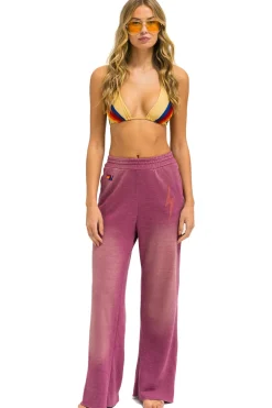 Sweatpants | Aviator Nation BOLT STITCH WIDE LEG POCKET SWEATPANTS - FADED BERRY FADEDBERRY