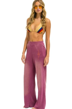 Sweatpants | Aviator Nation BOLT STITCH WIDE LEG POCKET SWEATPANTS - FADED BERRY FADEDBERRY