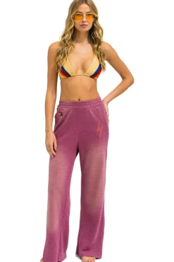 Sweatpants | Aviator Nation BOLT STITCH WIDE LEG POCKET SWEATPANTS - FADED BERRY FADEDBERRY