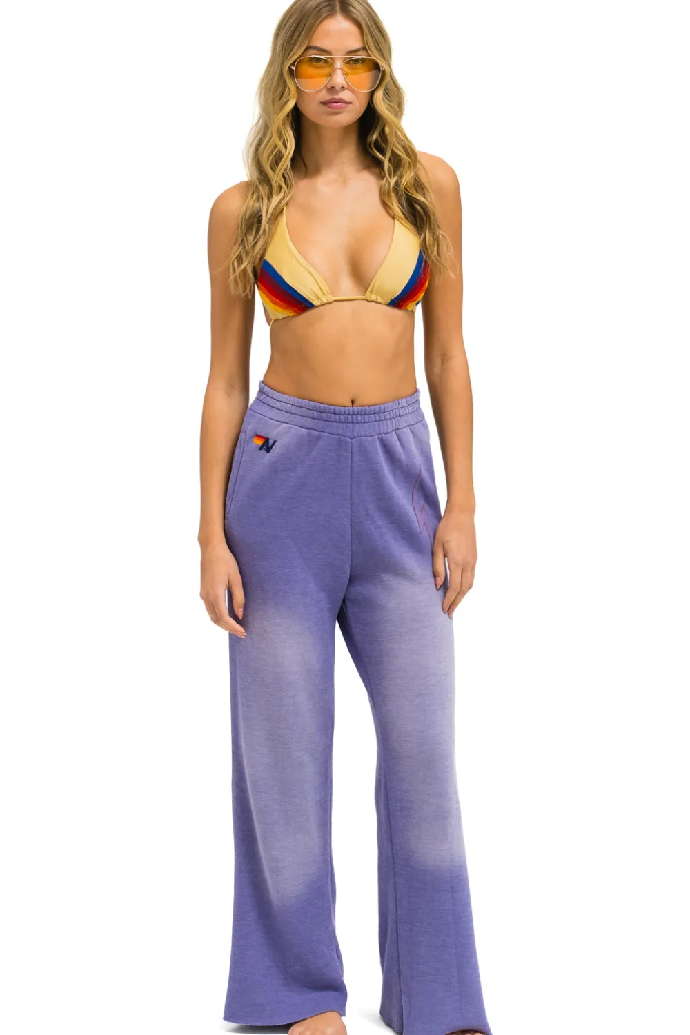 Sweatpants | Aviator Nation BOLT STITCH WIDE LEG POCKET SWEATPANTS - FADED GRAPE FADEDGRAPE