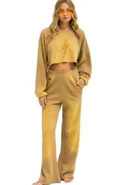 Sweatpants | Aviator Nation BOLT STITCH WIDE LEG POCKET SWEATPANTS - FADED TAN FADEDTAN