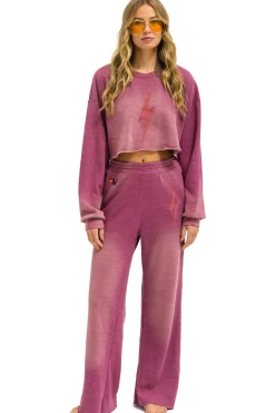 Sweatpants | Aviator Nation BOLT STITCH WIDE LEG POCKET SWEATPANTS - FADED BERRY FADEDBERRY