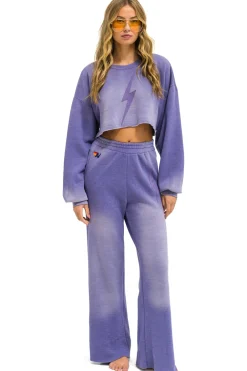 Sweatpants | Aviator Nation BOLT STITCH WIDE LEG POCKET SWEATPANTS - FADED GRAPE FADEDGRAPE