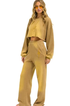 Sweatpants | Aviator Nation BOLT STITCH WIDE LEG POCKET SWEATPANTS - FADED TAN FADEDTAN