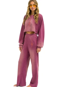 Sweatpants | Aviator Nation BOLT STITCH WIDE LEG POCKET SWEATPANTS - FADED BERRY FADEDBERRY