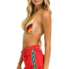 Denim | Denim | Aviator Nation BOLT STRIPE BOYFRIEND CUTOFF JEAN SHORTS - RED
