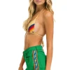 Denim | Denim | Aviator Nation BOLT STRIPE BOYFRIEND CUTOFF JEAN SHORTS - KELLY GREEN KELLYGREEN