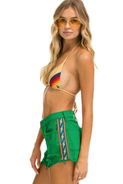 Denim | Denim | Aviator Nation BOLT STRIPE BOYFRIEND CUTOFF JEAN SHORTS - KELLY GREEN KELLYGREEN