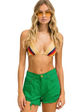 Denim | Denim | Aviator Nation BOLT STRIPE BOYFRIEND CUTOFF JEAN SHORTS - KELLY GREEN KELLYGREEN