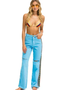 Denim | Denim | Aviator Nation BOLT STRIPE HI RISE WIDE-LEG GYPSY JEAN - SKY