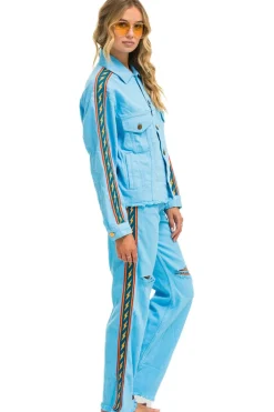 Denim | Denim | Aviator Nation BOLT STRIPE HI RISE WIDE-LEG GYPSY JEAN - SKY
