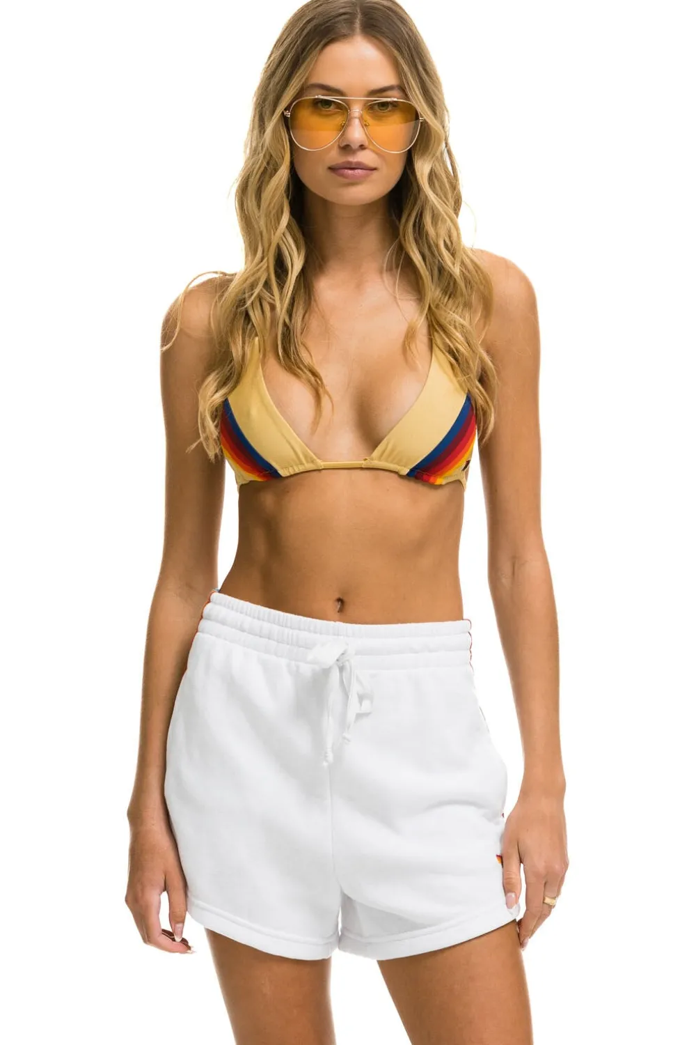 Shorts | Aviator Nation BOLT STRIPE LOUNGER SHORT - WHITE