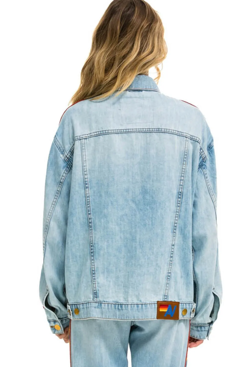 Denim | Denim | Aviator Nation BOLT STRIPE OVERSIZED CONCERT DENIM JACKET - SUPER LIGHT SUPERLIGHT