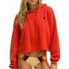 Hoodies | Aviator Nation BOLT STRIPE RELAXED CROPPED PULLOVER HOODIE - RED