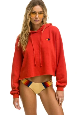 Hoodies | Aviator Nation BOLT STRIPE RELAXED CROPPED PULLOVER HOODIE - RED