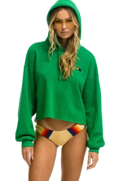 Hoodies | Aviator Nation BOLT STRIPE RELAXED CROPPED PULLOVER HOODIE - KELLY GREEN KELLYGREEN