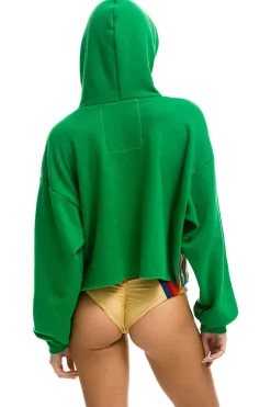Hoodies | Aviator Nation BOLT STRIPE RELAXED CROPPED PULLOVER HOODIE - KELLY GREEN KELLYGREEN