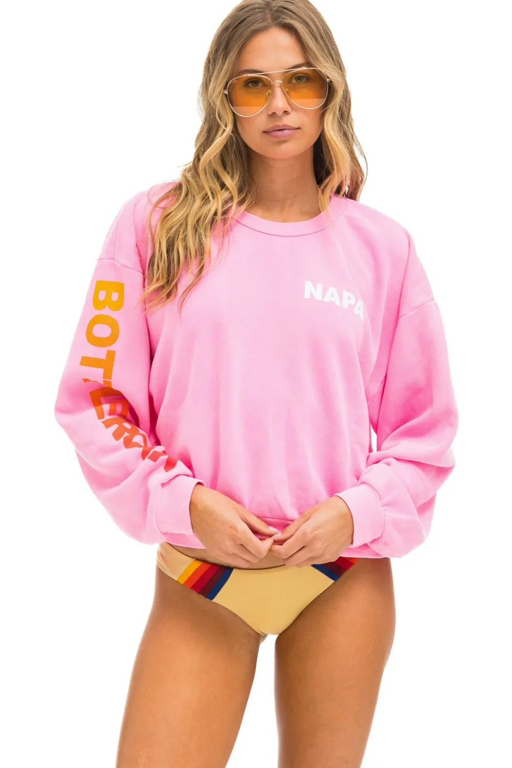 Collab Merchandise | Collab Merchandise | Aviator Nation BOTTLEROCK 2024 CREW SWEATSHIRT RELAXED - NEON PINK NEONPINK