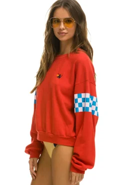 Sweatshirts | Sweatshirts | Aviator Nation CHECK 2 SLEEVE RELAXED CREW SWEATSHIRT - RED // WHITE // BLUE RED//WHITE//BLUE
