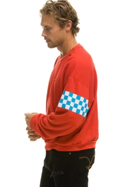 Sweatshirts | Sweatshirts | Aviator Nation CHECK 2 SLEEVE RELAXED CREW SWEATSHIRT - RED // WHITE // BLUE RED//WHITE//BLUE