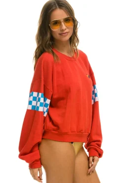 Sweatshirts | Sweatshirts | Aviator Nation CHECK 2 SLEEVE RELAXED CREW SWEATSHIRT - RED // WHITE // BLUE RED//WHITE//BLUE