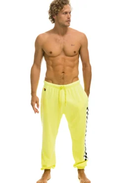 Sweatpants | Aviator Nation CHECK LEG SWEATPANTS - NEON YELLOW NEONYELLOW