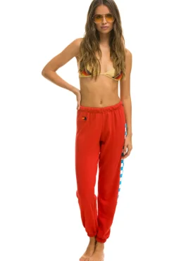 Sweatpants | Aviator Nation CHECK LEG SWEATPANTS - RED // WHITE // BLUE RED//WHITE//BLUE